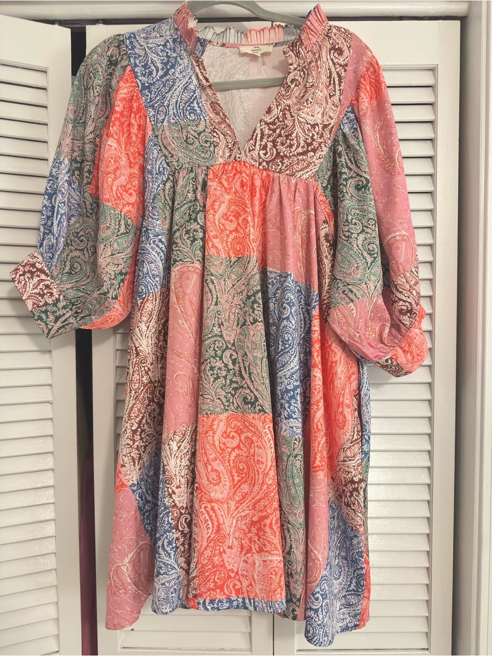 entro Multi-Color Paisley Patchwork Mini Dress